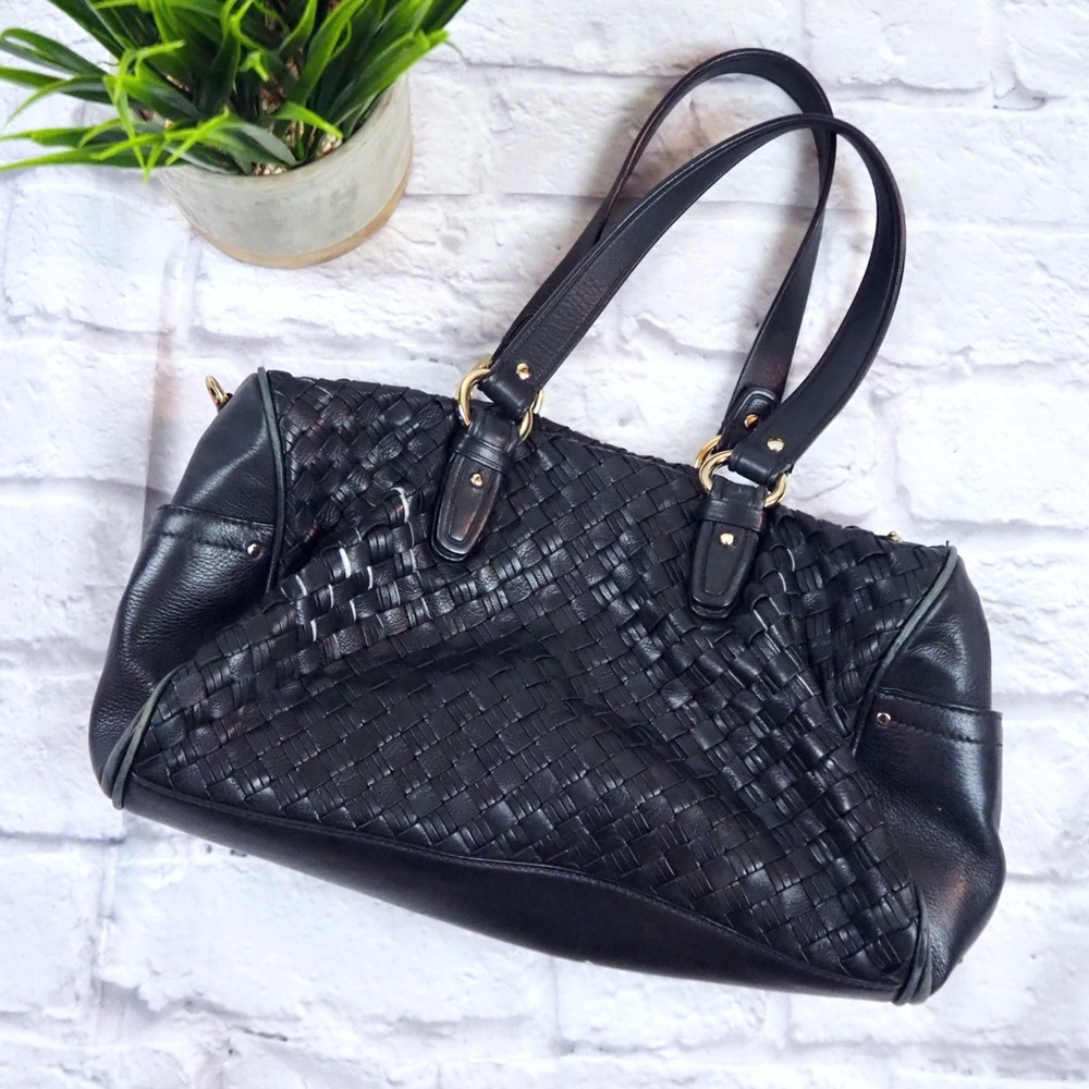 COLE HAAN Village Jade Woven Leather Satchel 🧥